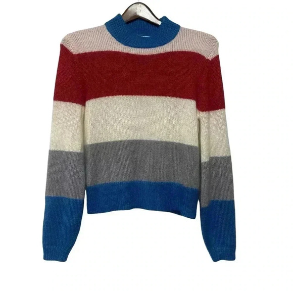 Nordstrom Signature Striped Crew Neck Mohair, Wool & Silk sweater XS - Picture 2 of 8